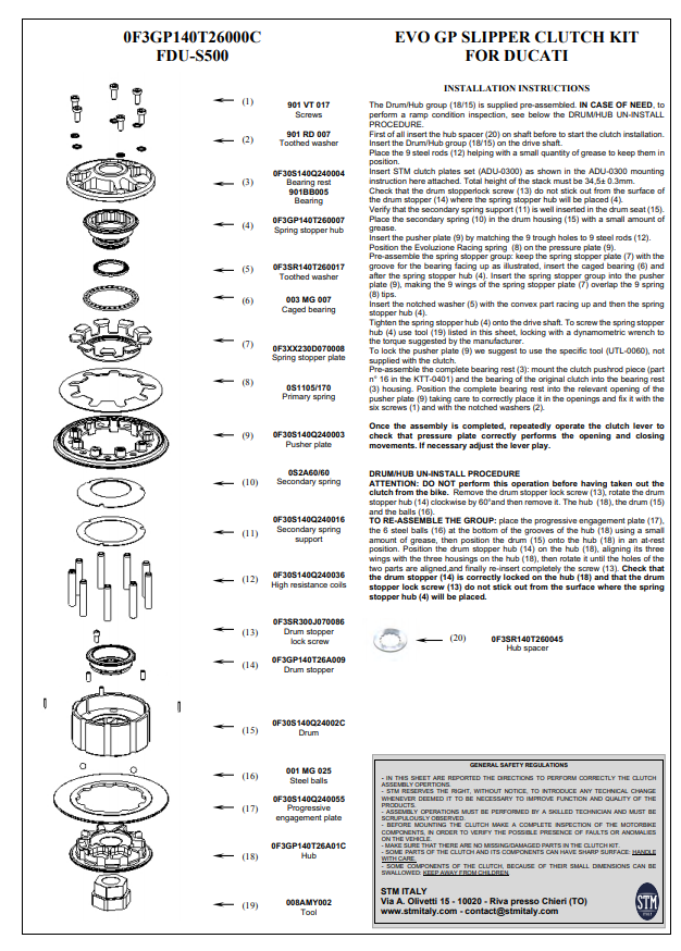 STM EVO GP Embreagem a seco Ducati Panigale 1199/1299 KTT-0500 