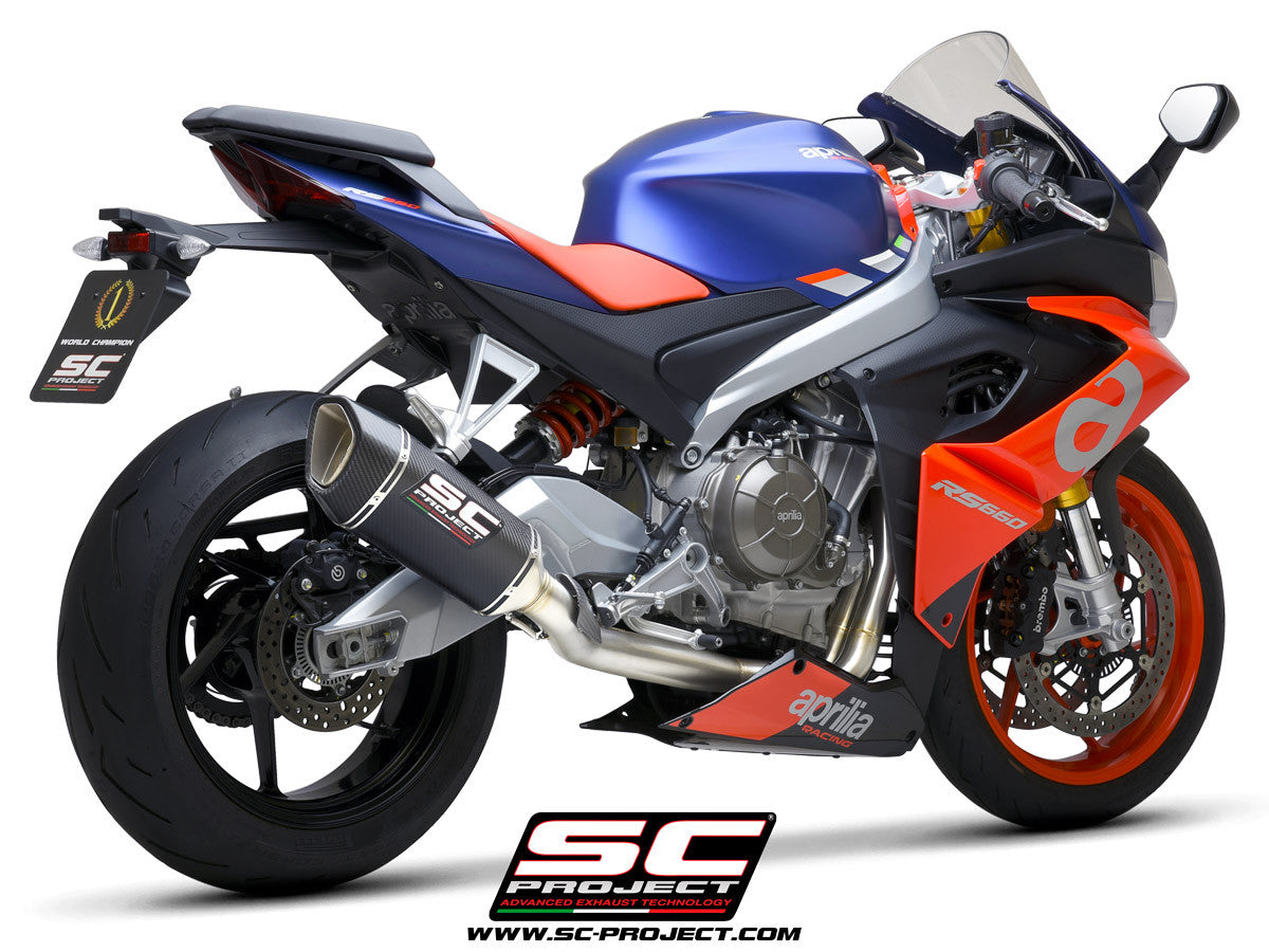 Sistema de escape completo em aço inoxidável SC-Project 2-1 SC1-R para Aprilia RS 660 (20-24) A23A-KC90 