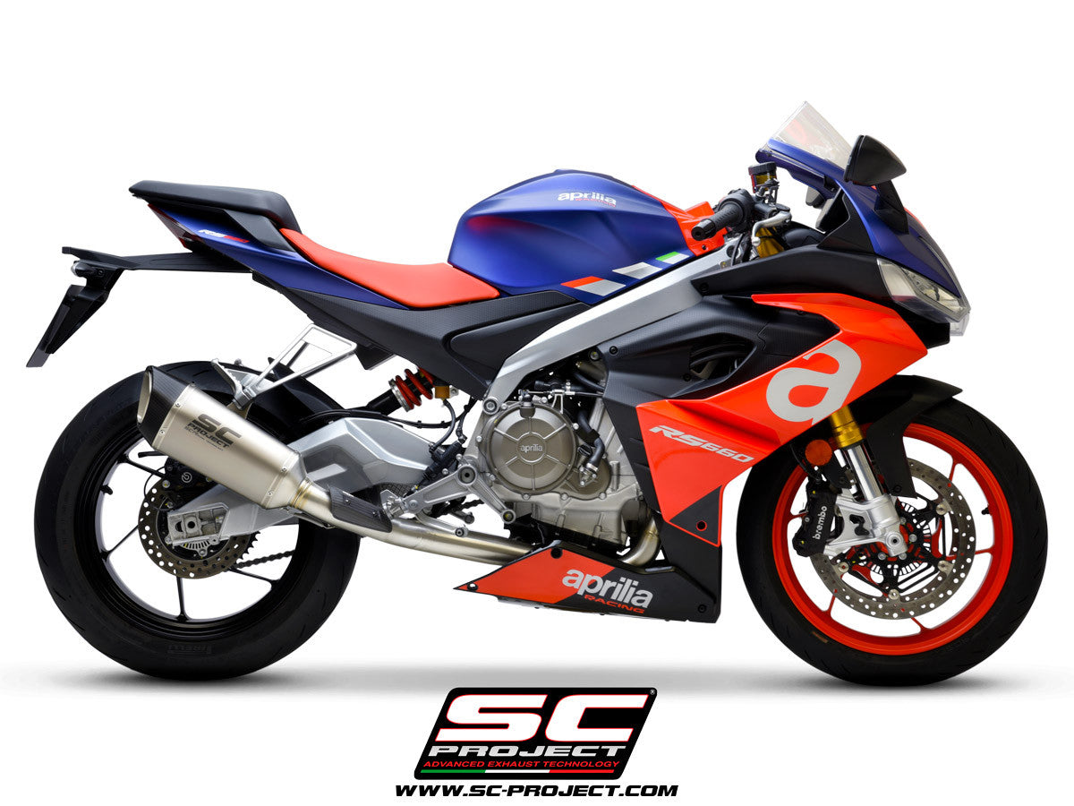 Sistema de escape completo em aço inoxidável SC-Project 2-1 SC1-R para Aprilia RS 660 (20-24) A23A-KC90 