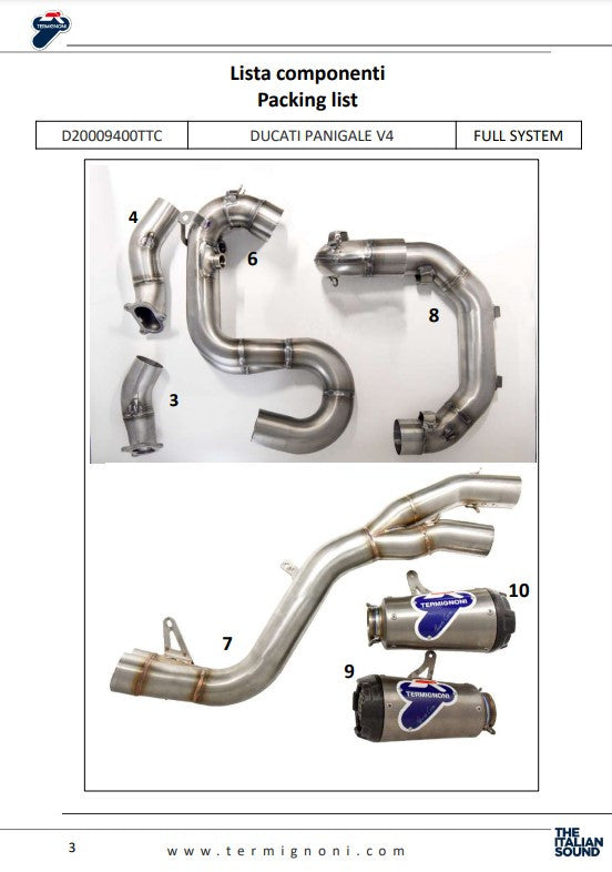 Termignoni complete system Titanium D200 Rht Ducati Panigale V4 R (19-24) D20009400TTC
