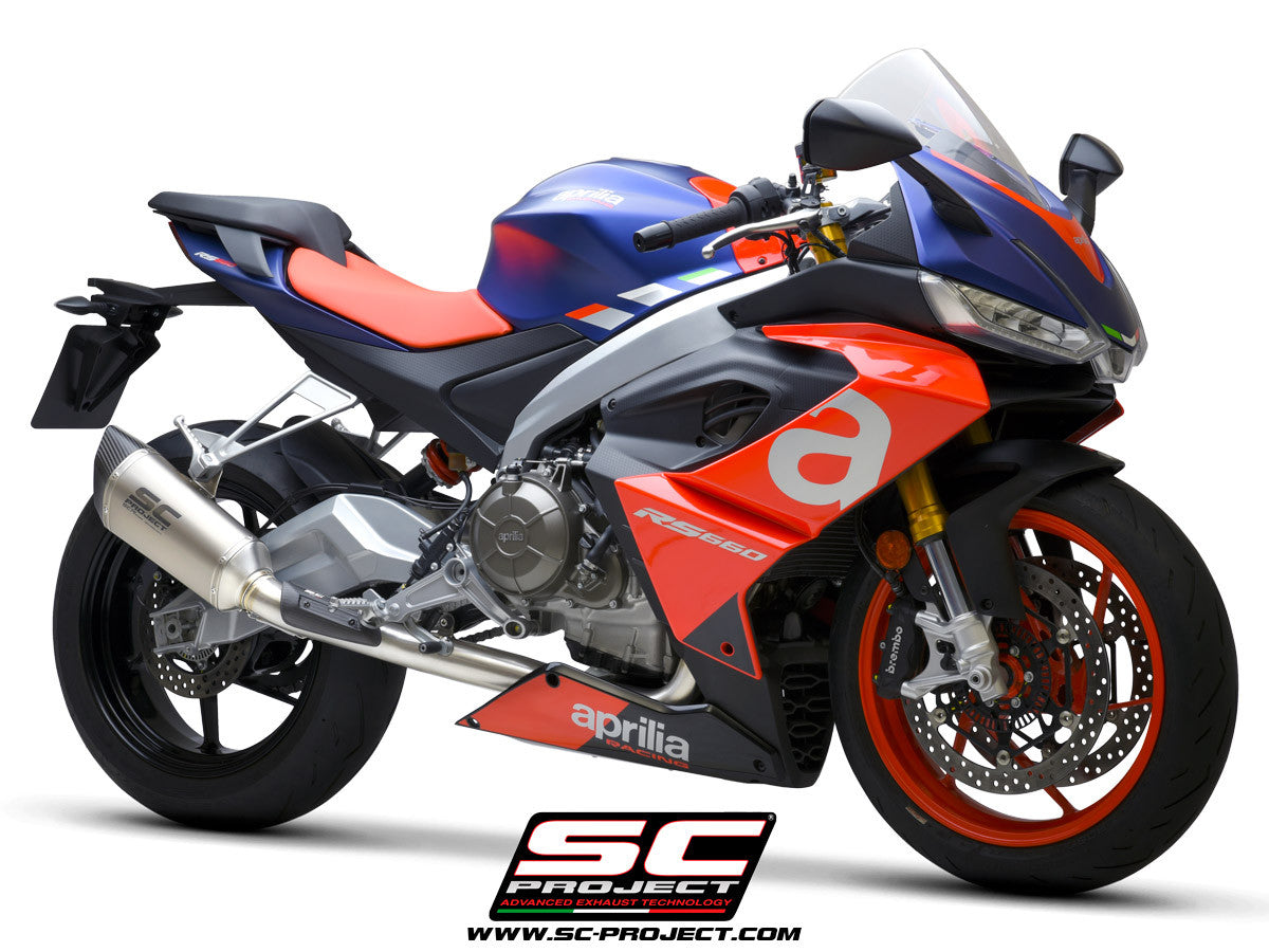 Sistema de escape completo em aço inoxidável SC-Project 2-1 SC1-R para Aprilia RS 660 (20-24) A23A-KC90 