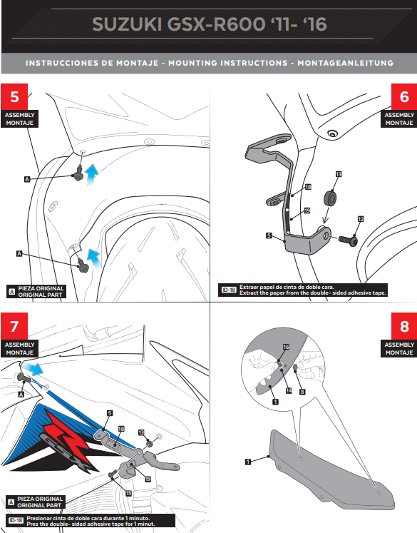Puig Winglets Spoiler Downforce Suzuki GSX-R 600/750 (11-16) 3163 