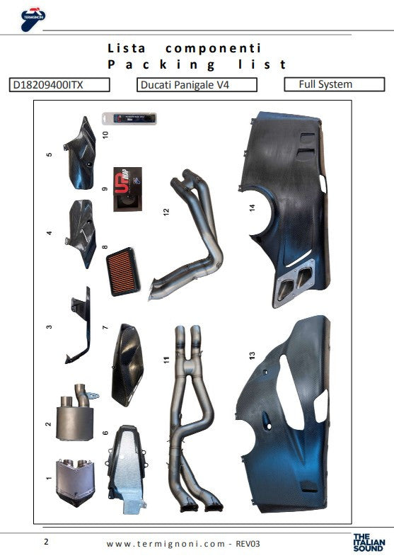 Termignoni complete system Titanium 4uscite Ducati Panigale V4/S (18-24) D18209401TTX