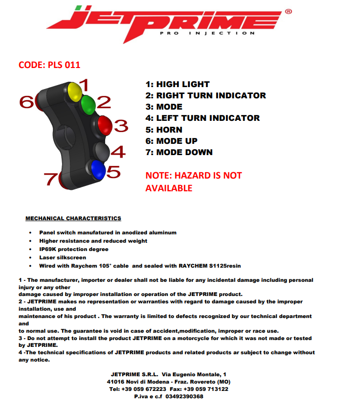 Street switch Street Jetprime Suzuki GSX-R 1000 (17-23) JP PLS 011