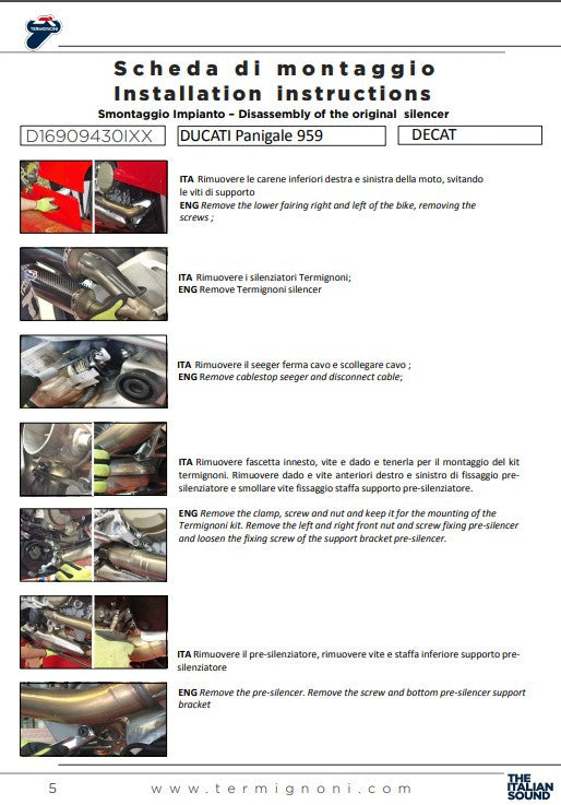 Termignoni Kat replacement tube Ducati Panigale 959 (16-19) D16909430IXX