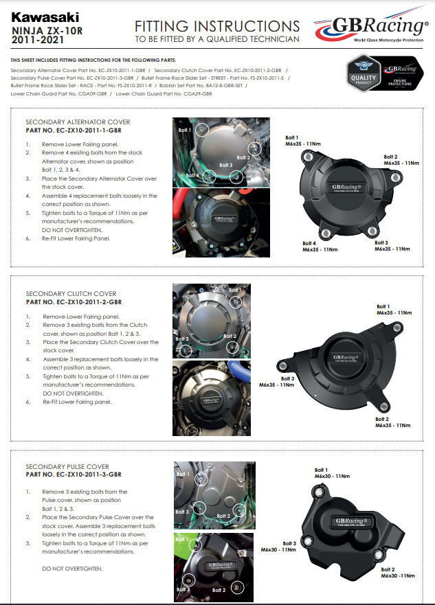 Protetor de embreagem capa de proteção GBRacing Kawasaki ZX-10R/RR (11-20) 