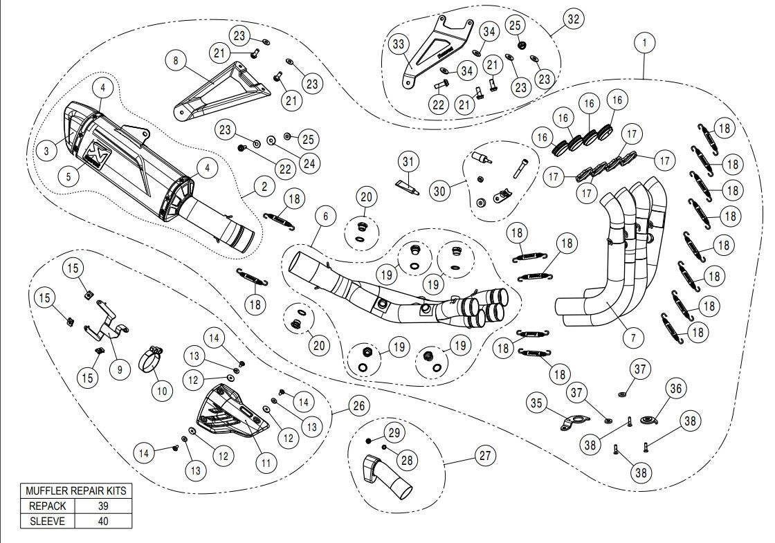 Linha de Evolução Akrapovic (Titânio) BMW S1000RR K67 (19-26) S-B10E10-APL 