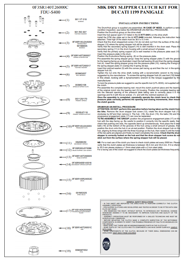 STM EVO SBK Embreagem a Seco Ducati Panigale 1199/1299 KTT-0400 