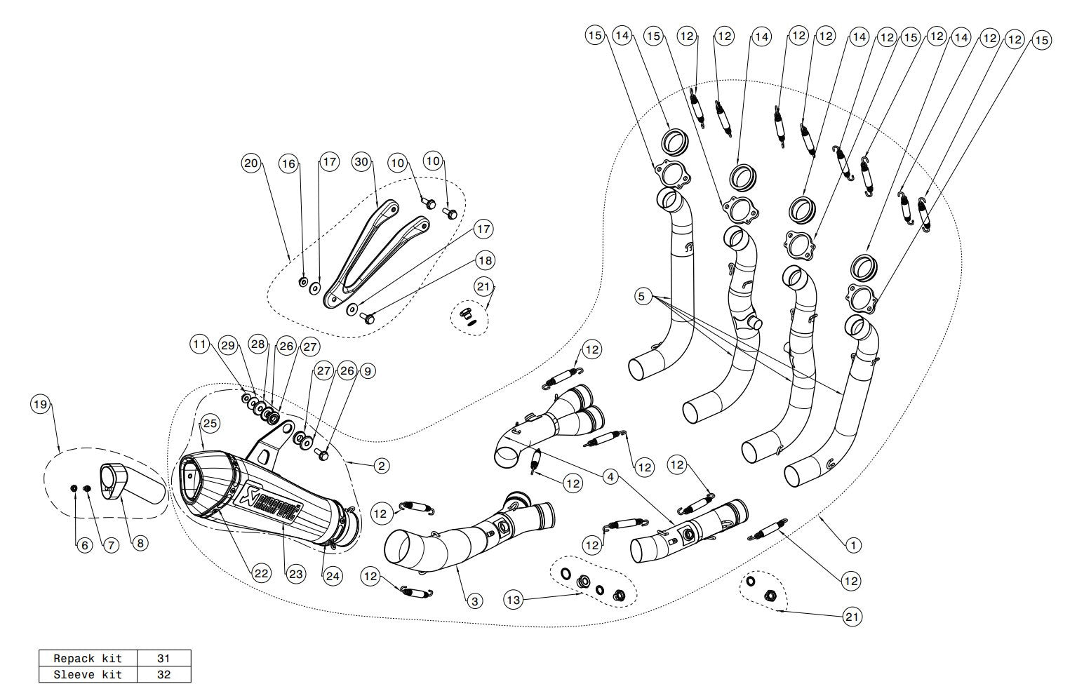 Linha de Corrida Akrapovic (Aço Inoxidável) BMW S1000RR K46 (15-18) S-B10R3-CZT 