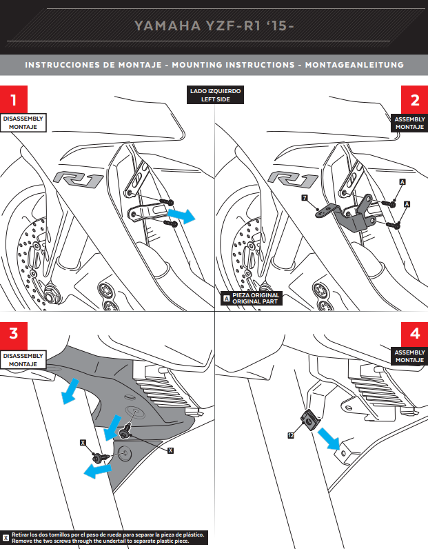 Spoilers de Winglets Puig Downforce Yamaha YZF-R1/M RN32 RN49 (15-19) 9766 