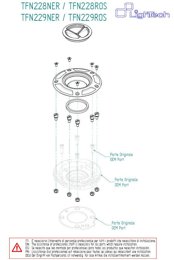 Tampa de depósito de combustível com fecho de rosca LighTech Aprilia RSV4/1100 Factory/R/RR/RF (09-26) TFN229 