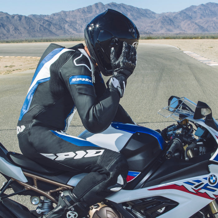 Spidi Laser Pro One-Piece Leather Suit – Perforated Racing Suit | Men | Black/Blue | Y154022 