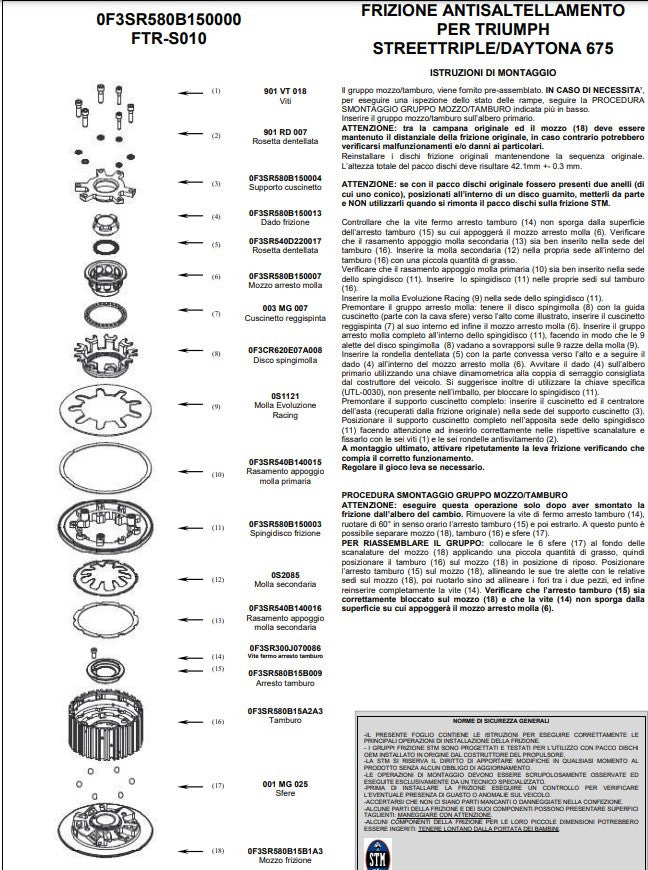 STM Embraiagem Anti-Hopping Triumph Daytona 675 (06-12) FTR-S010 