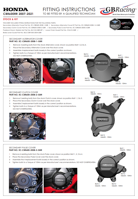 Protetor de embreagem capa de proteção GBRacing Honda CBR 600 RR (07-21) 