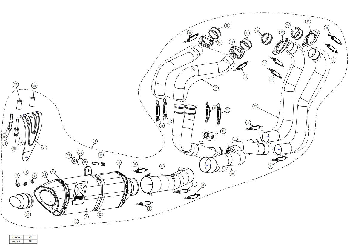 Linha Evolução Akrapovic (Carbono) Aprilia RSV4/RR/RF/1100 Factory (15-20) S-A10E8-RC 