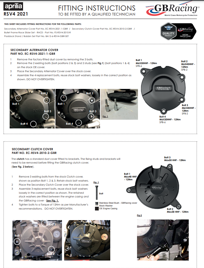 Sighting machines protector protective cover GbRacing Aprilia RSV4/RR/1100 Factory (21-24)