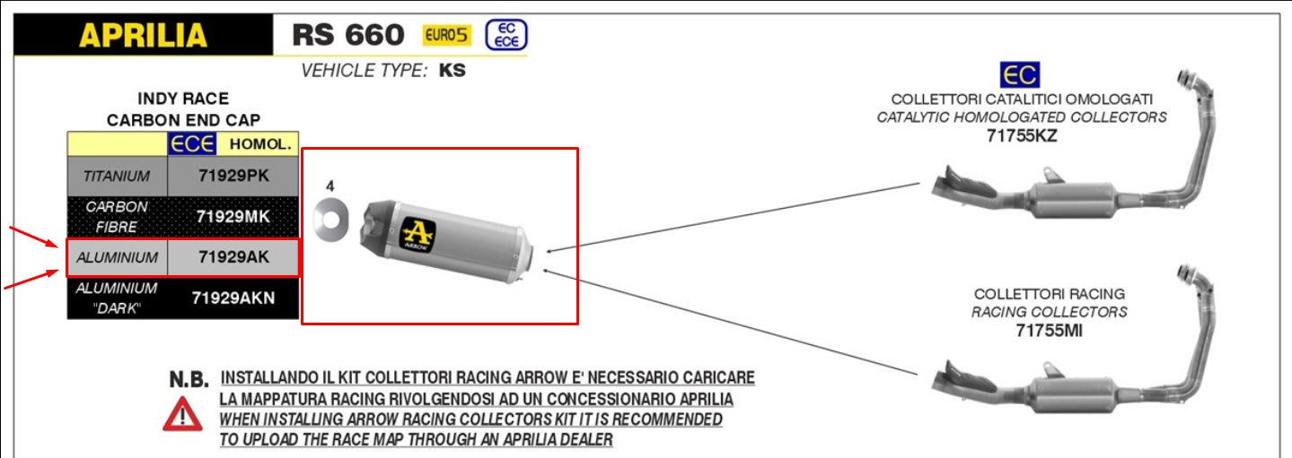 Arrow Slip-On Indy Race Aluminum Aprilia RS 660 (20-24) 71929AK 