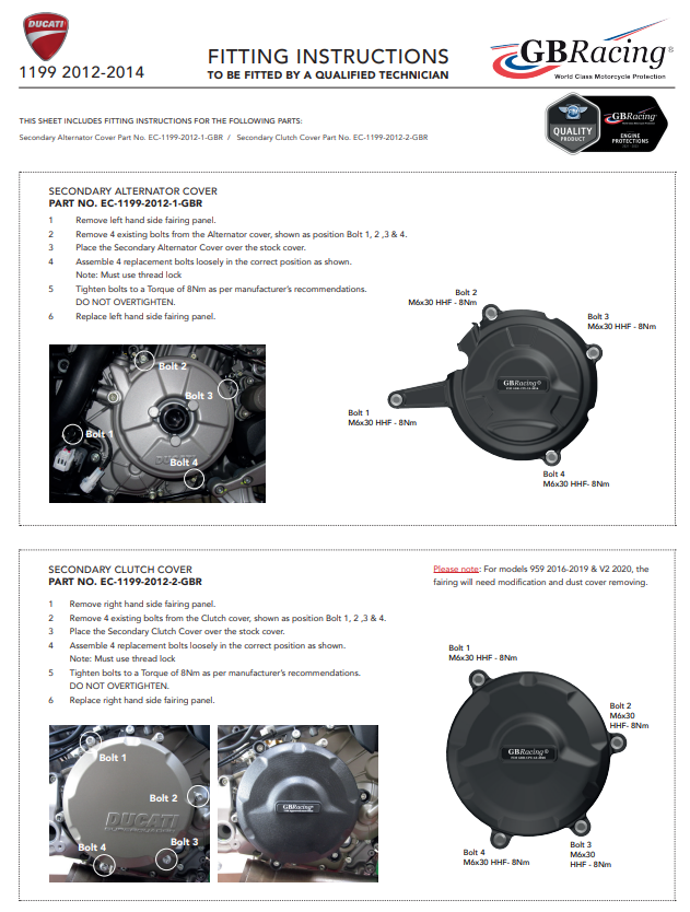 Sighting machines protector protective cover GBRacing Ducati Panigale 1199/S/R (12-17)