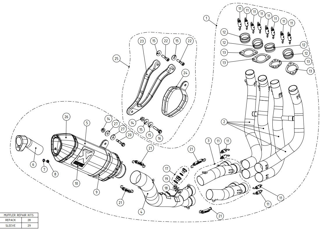 Linha de Evolução Akrapovic (Titânio) Kawasaki ZX-10R/RR (16-20) S-K10E9-ZC 