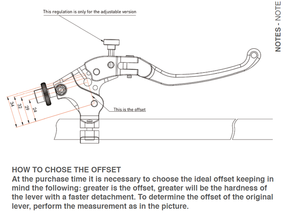 Cup lever with various offset bonamici Kawasaki ZX-6R/636/RR (09-17)
