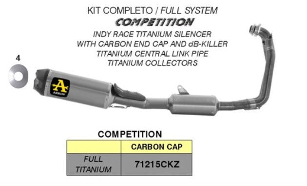Arrow complete system Competition Titanium Aprilia RS 660 (20-24) 71215CKZ 