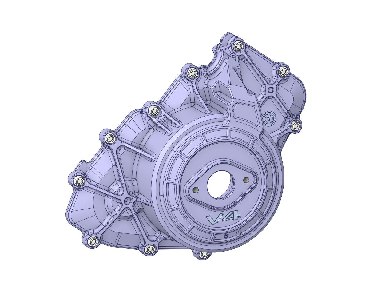 Carcaça de motor em alumínio esquerda com parafusos de titânio Motocorse Ducati Panigale V4/S/R (18-24) 