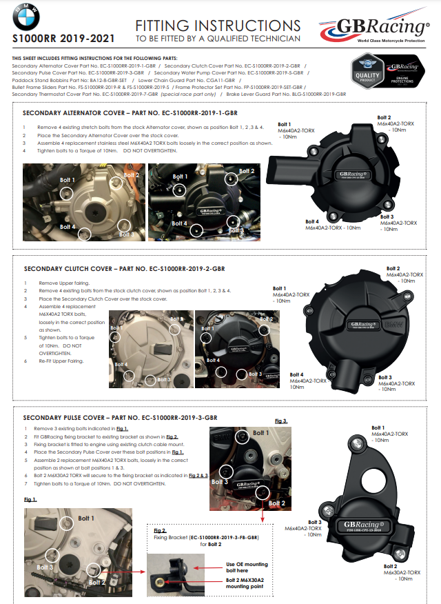 Coupling Protector Protection cover GBRACING BMW S1000RR K67 (19-25)