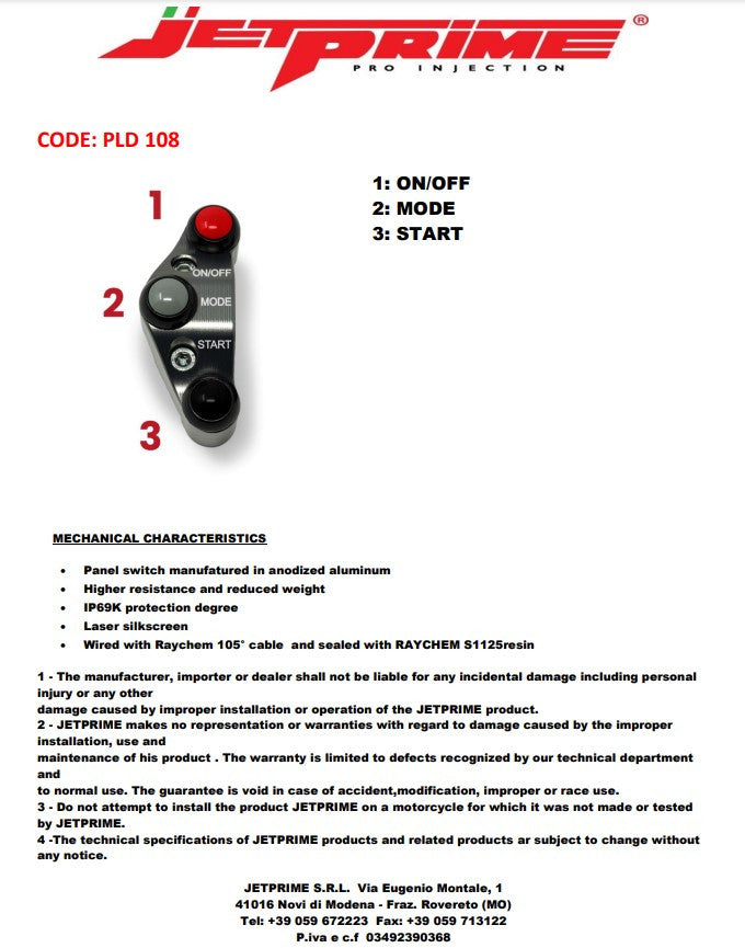Interruptor de guidão para JetPrime JP ACC 138 punho de aceleração BMW S1000RR K67 (21-26) JP PLD 108 