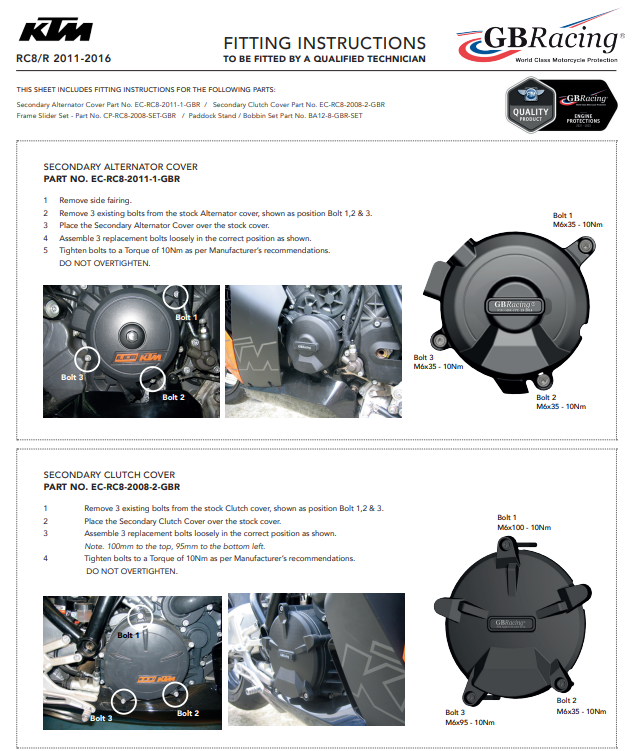 Protetor de luzes capa de proteção GBRacing KTM RC8/R 1190 (12-16) 