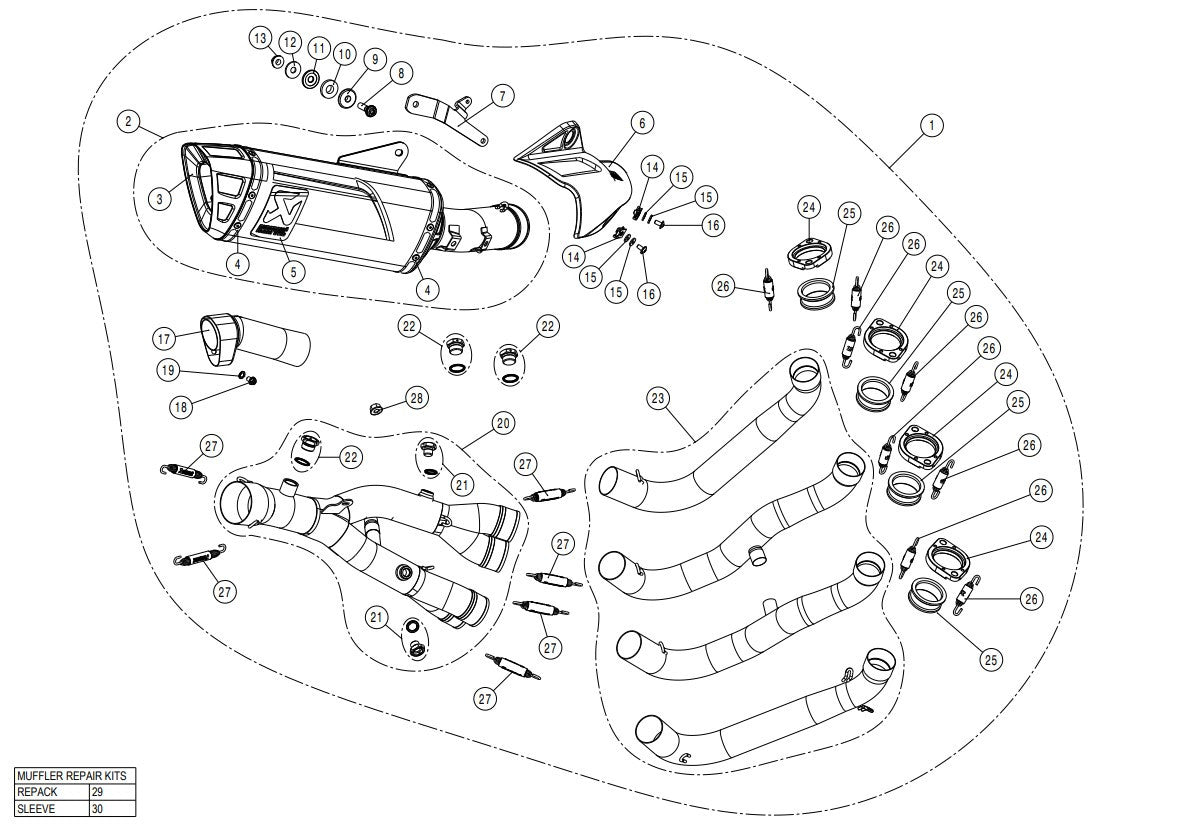 Linha de Evolução Akrapovic (Titânio) Yamaha YZF-R1/M (15-25) S-Y10E6-APLT 