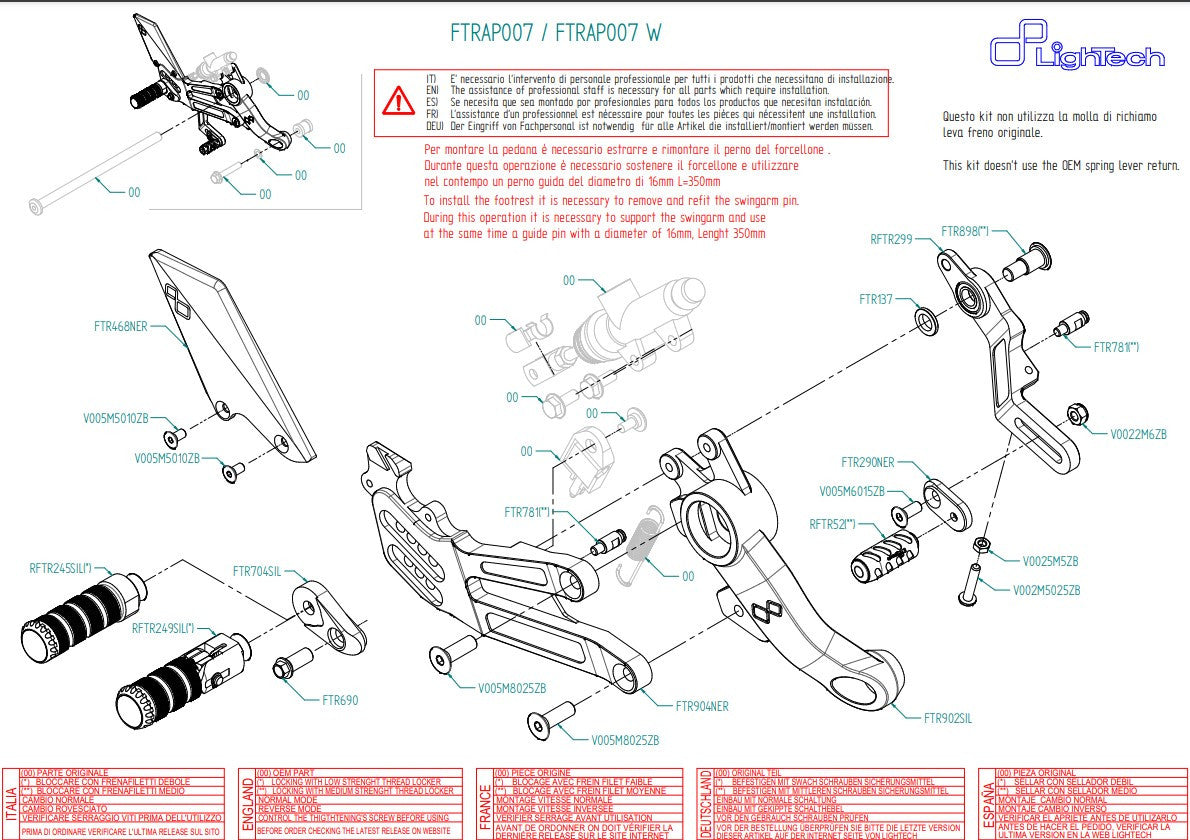 Sistema de travagem LighTech Aprilia RS 660 (20-26) FTRAP007/W 